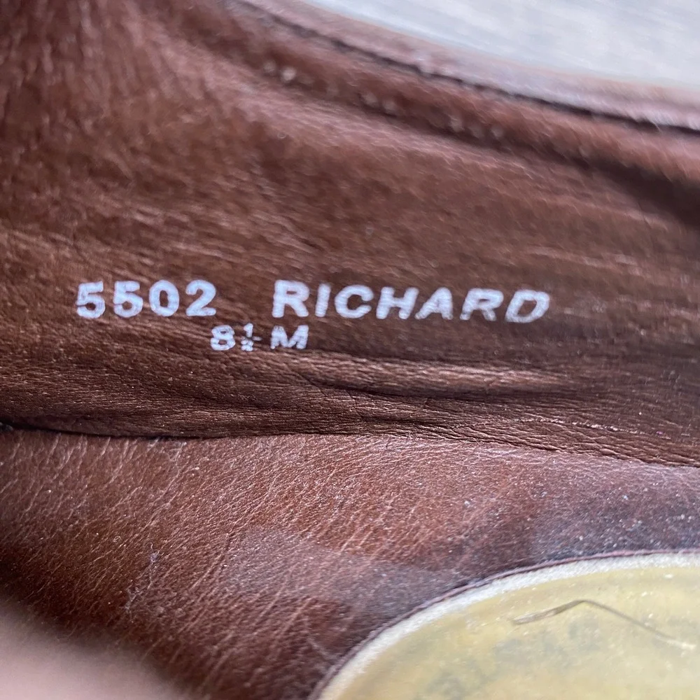 Richard Oxford Mens 8.5 Dark Brown Nubuck Leather Lug Sole Plain Toe 5502